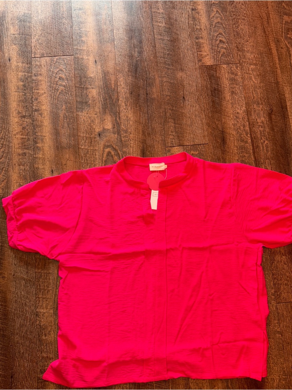 Women's Bright Hot Pink Short Sleeve Blouse
